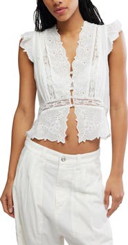 Free People Day Dreamer Lace Trim Top