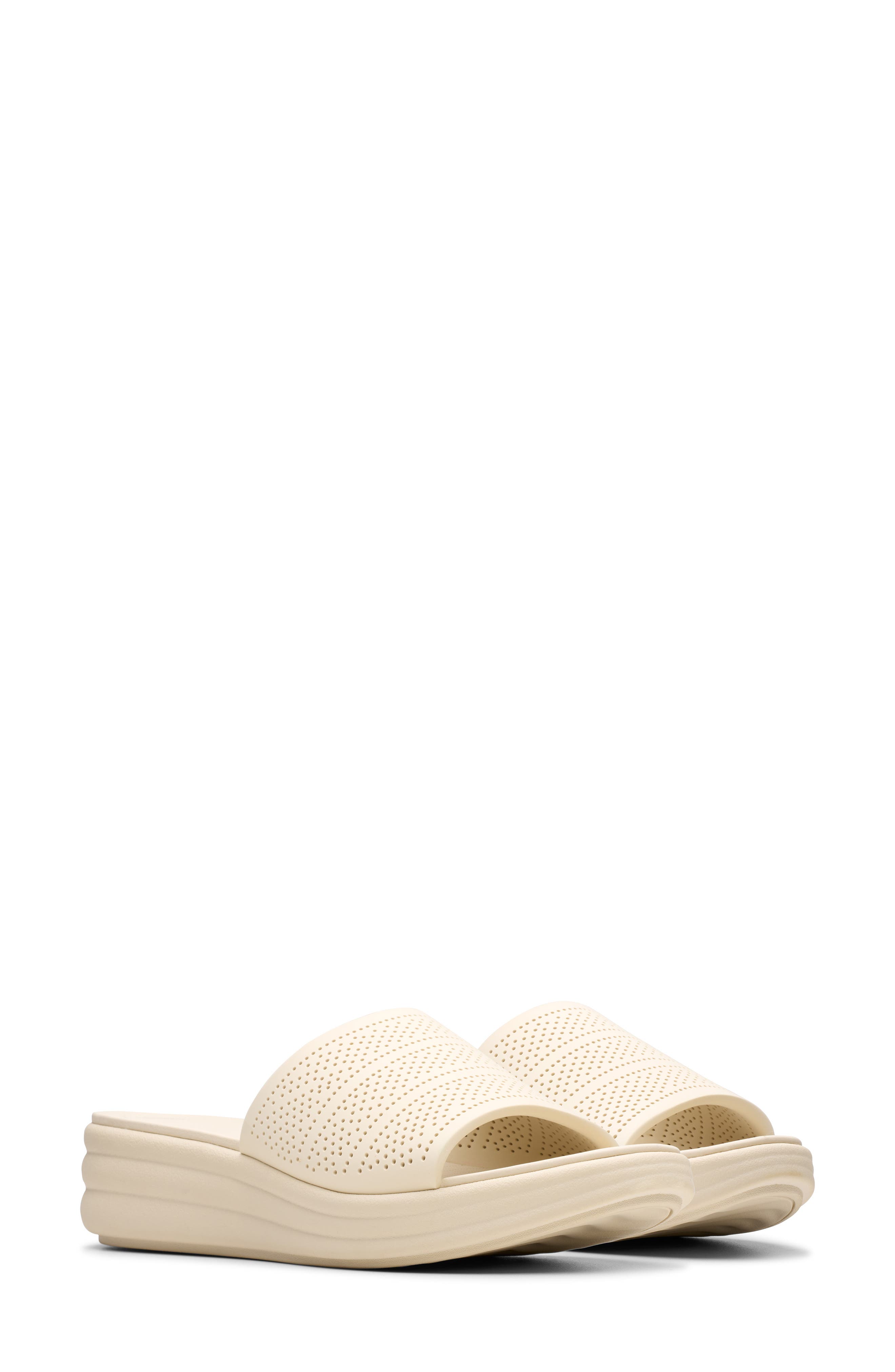 Clarks<sup>®</sup> Drift Twist Wedge Slide Sandal, Alternate, color, Cream