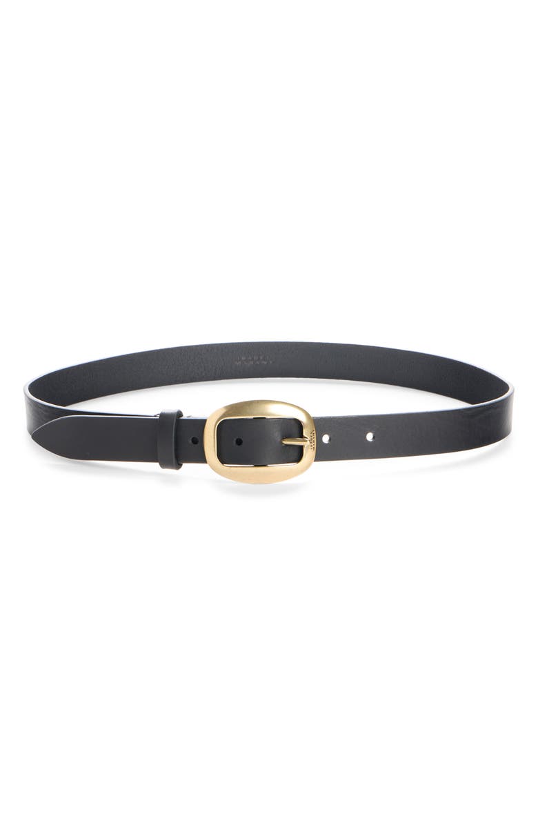 Isabel Marant Small Dara Leather Belt, Main, color, Black
