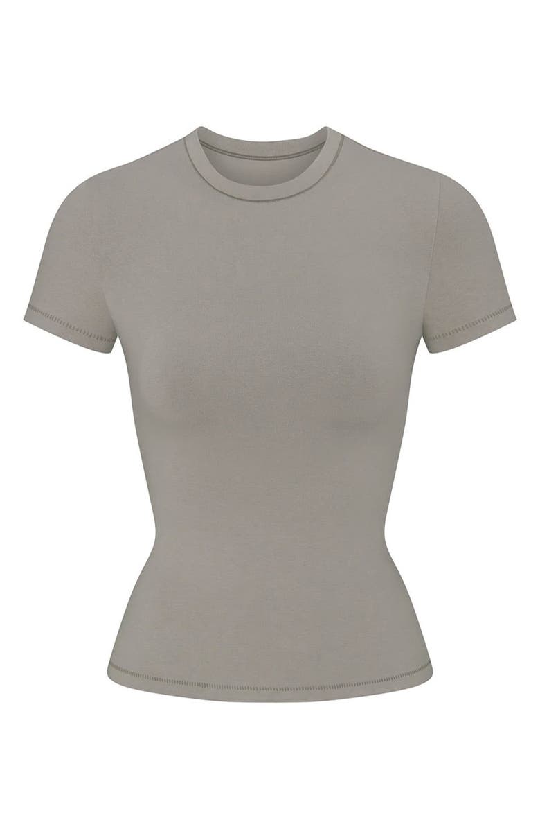 SKIMS Stretch Cotton Jersey T-Shirt, Alternate, color, Smoke