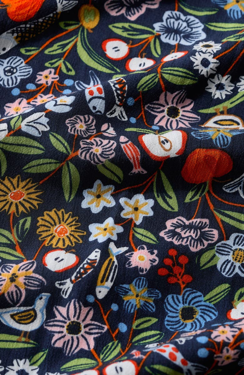 Seasalt Cornwall Meadowsweet Floral Smocked Long Sleeve Midi Dress, Alternate, color, Still Life Maritime