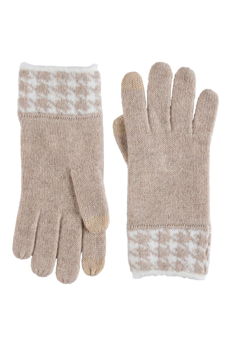 Cashmere Houndstooth Gloves, Main, color, OATMEAL