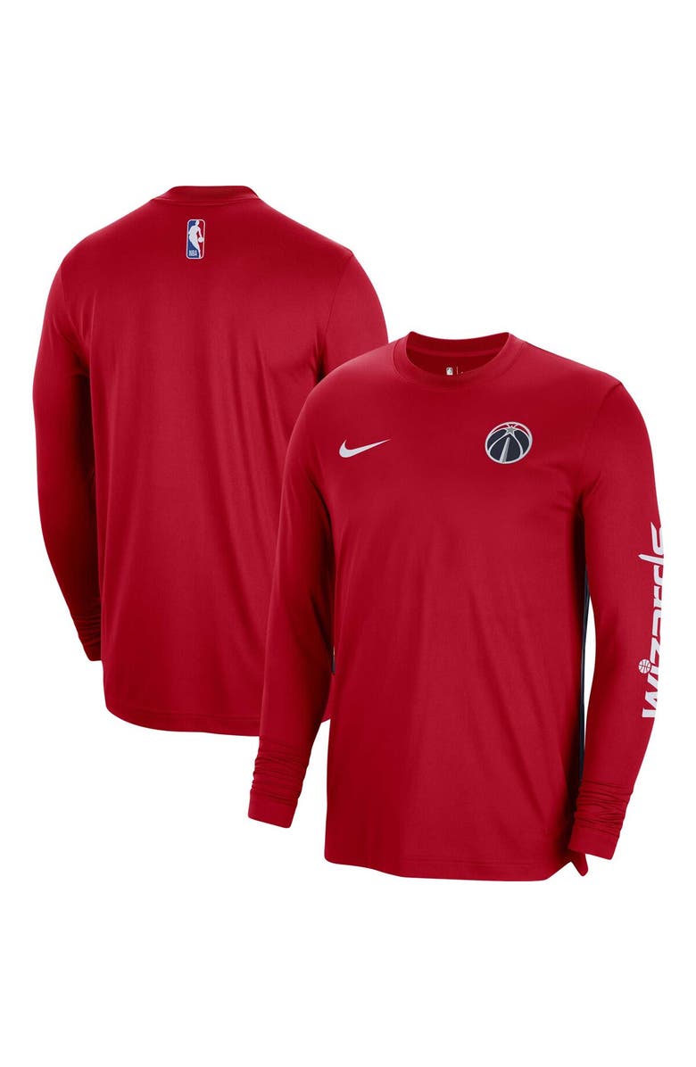 Nike Unisex Nike Red Washington Wizards 2023/24 Authentic Pregame Long Sleeve Shooting Shirt, Alternate, color, Red