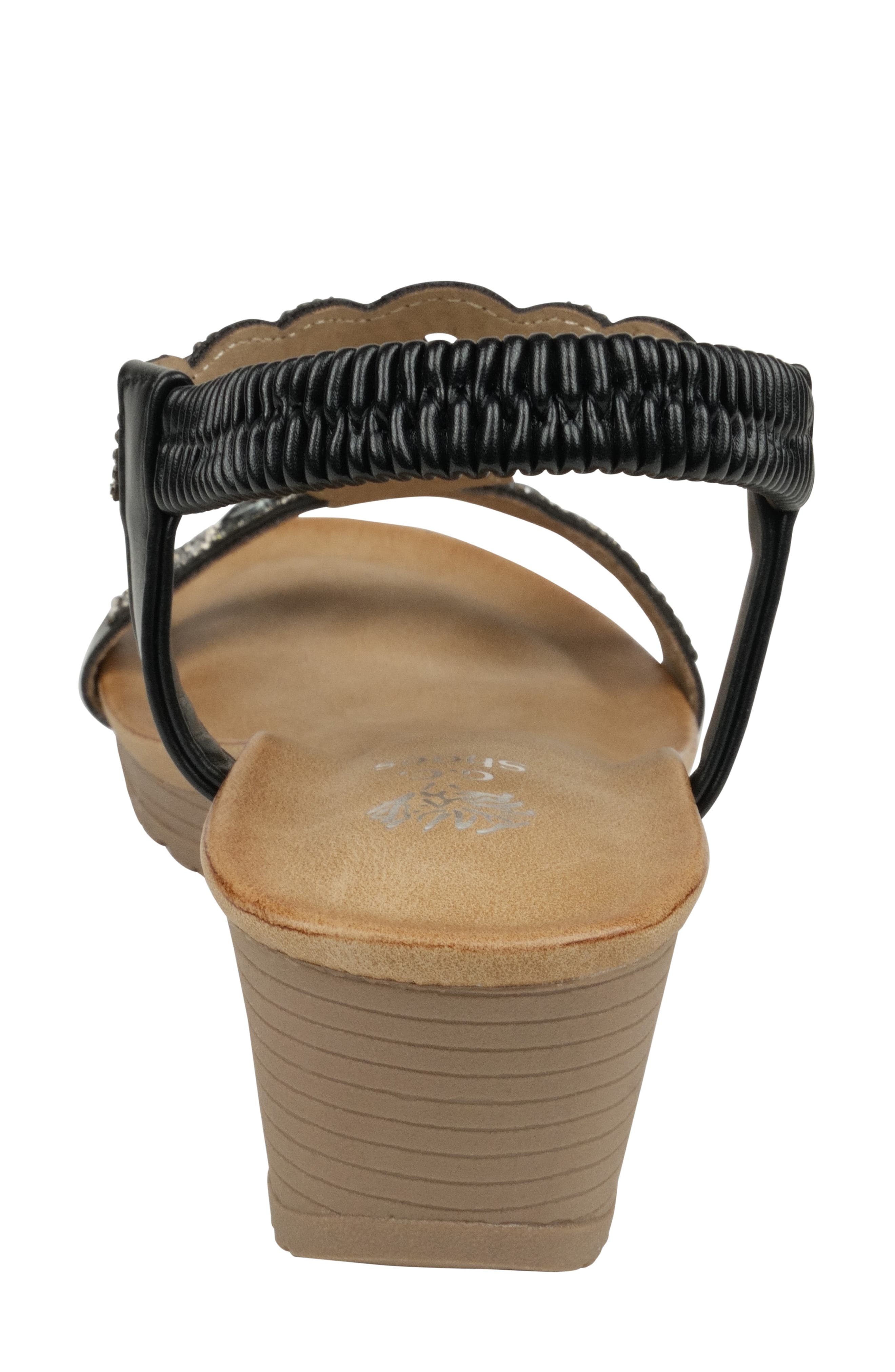 GOOD CHOICE NEW YORK Damaris Embellished Ankle Strap Wedge Sandal, Alternate, color, Black