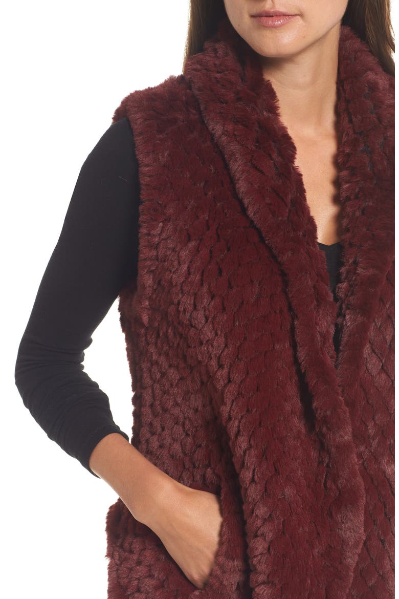 Faux Fur Vest, Alternate, color, WINE