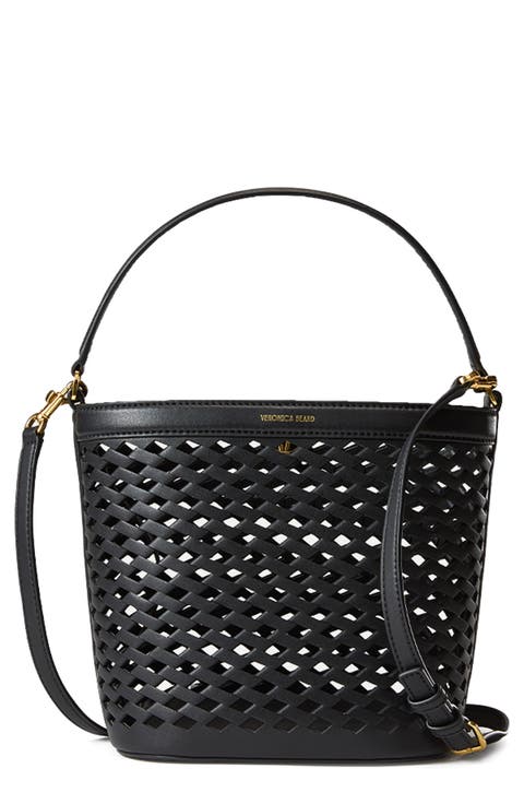 Small Perforated Leather Bucket Bag