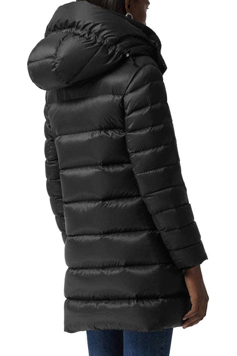 Kington Archive Logo Down Hooded Coat, Alternate, color, BLACK