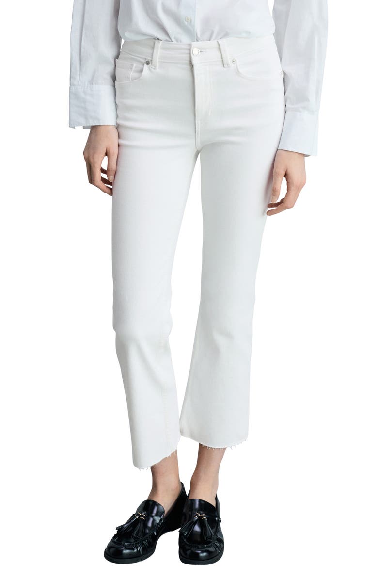 MANGO Sienna Waxed Crop Flare Jeans, Main, color, White
