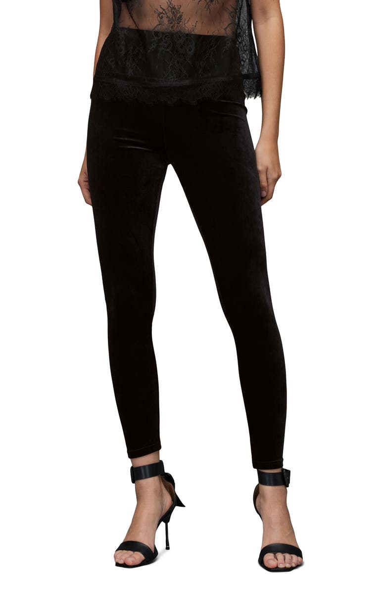 AllSaints Cora High Waist Velvet Leggings, Main, color,