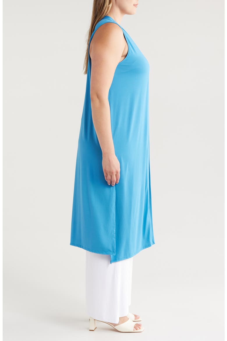 Open Front Long Vest, Alternate, color, TURQUOISE