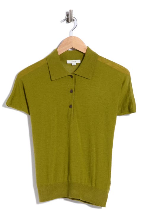 Short Sleeve Wool Blend Polo Sweater