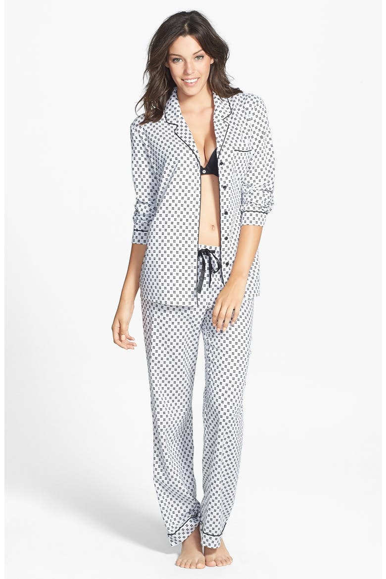 Cotton Twill Pajamas, Main, color, WHITE BLAIR DOT