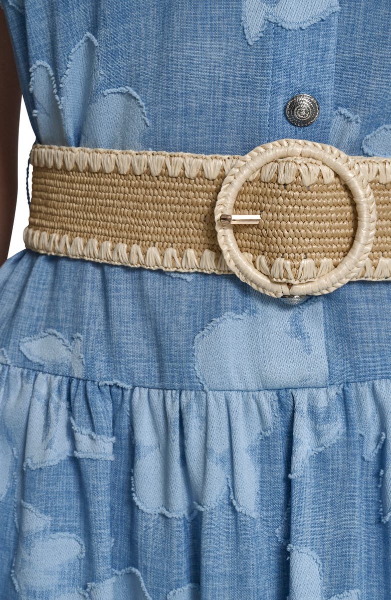 KARL LAGERFELD PARIS Flora Sleeveless Denim Midi Dress, Alternate, color, Medium Wash