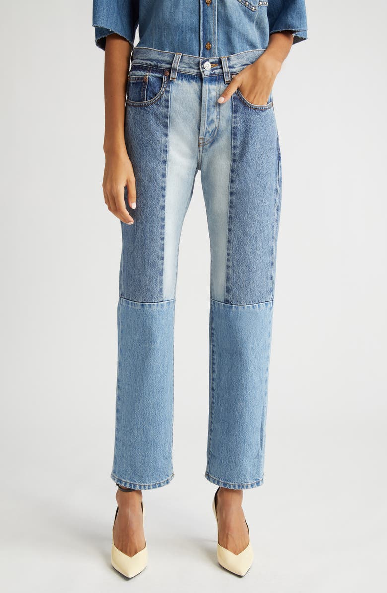Victoria Beckham Victoria High Waist Colorblock Jeans, Main, color,