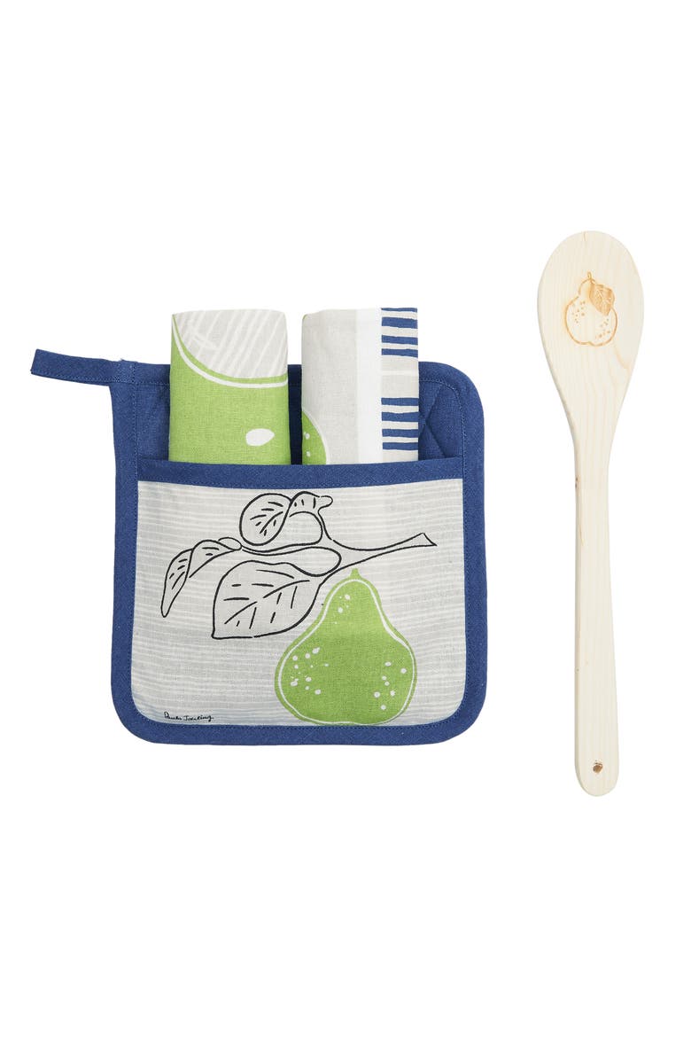 Valentine's Day Pear Stripe Dash Potholder Gift Set, Main, color, Blue