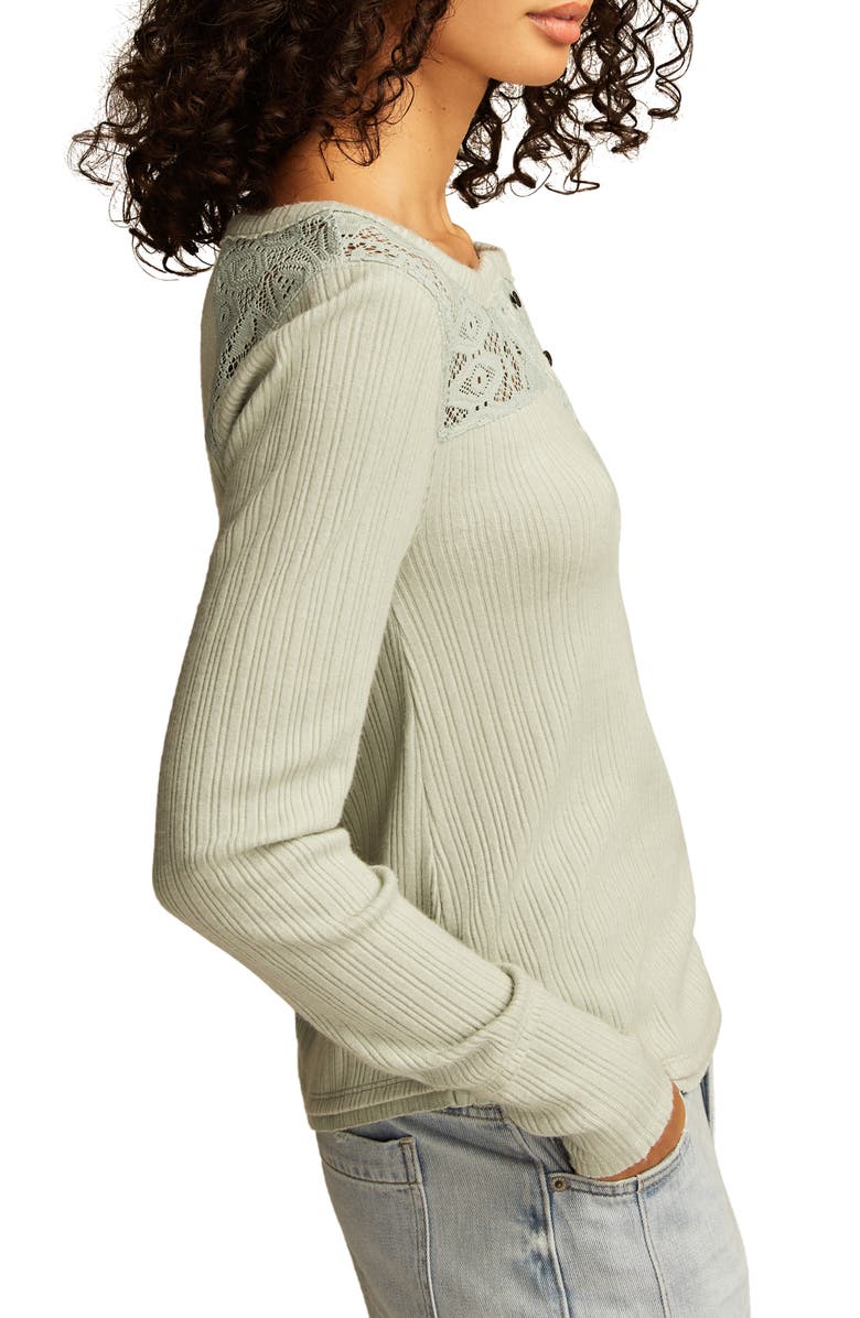 Lucky Brand Cloud Lace Rib Henley, Alternate, color, Aqua Gray