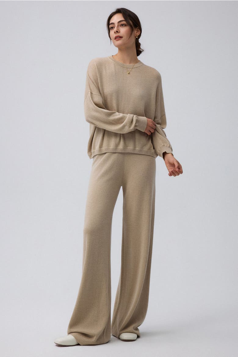 Nilo Knitted Pull-on Pants, Alternate, color, beige