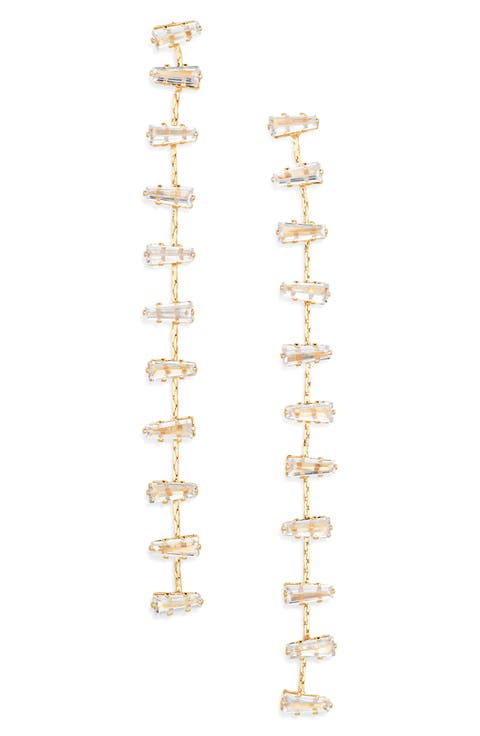 CZ Baguette Linear Earrings