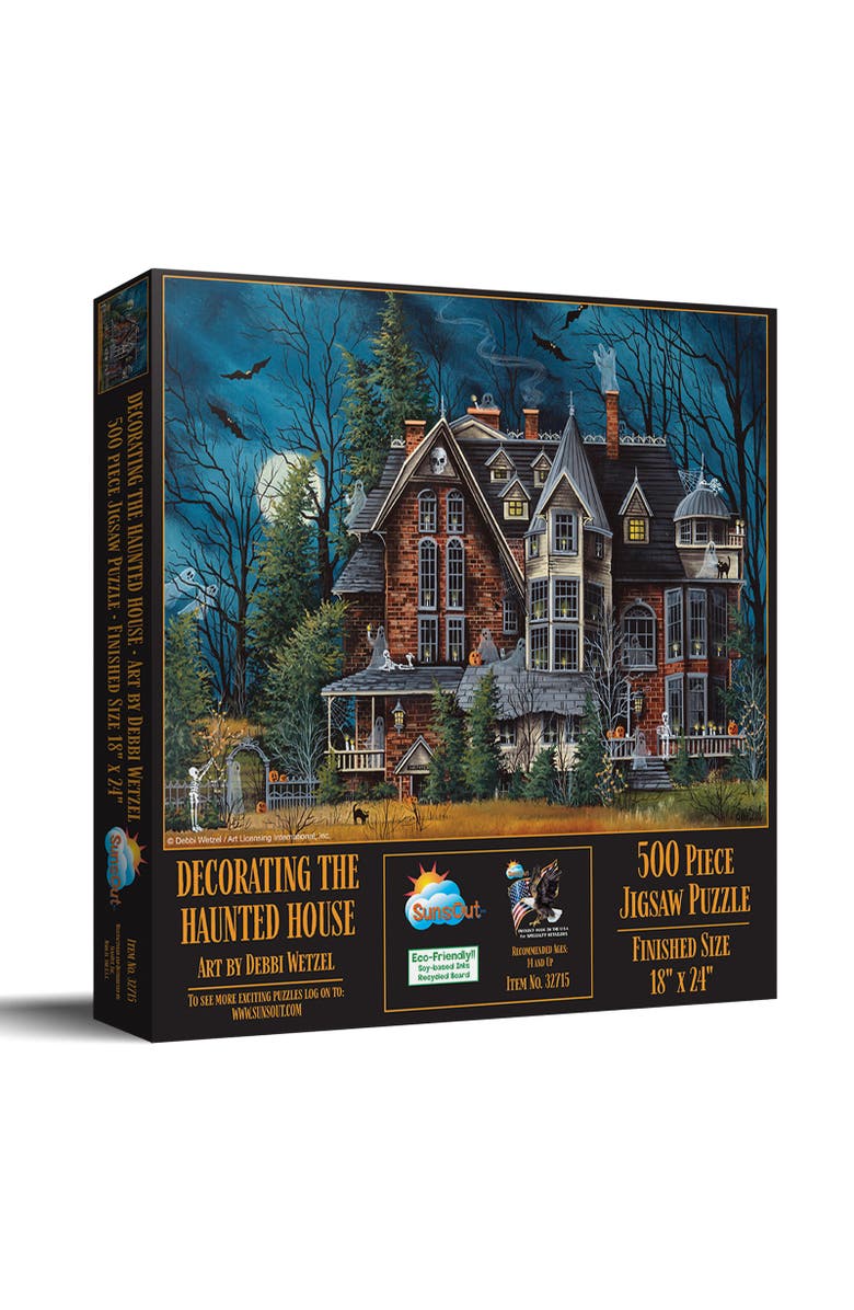 Sunsout Decorating the Haunted House 500 piece Jigsaw Puzzle for Adults, Main, color,