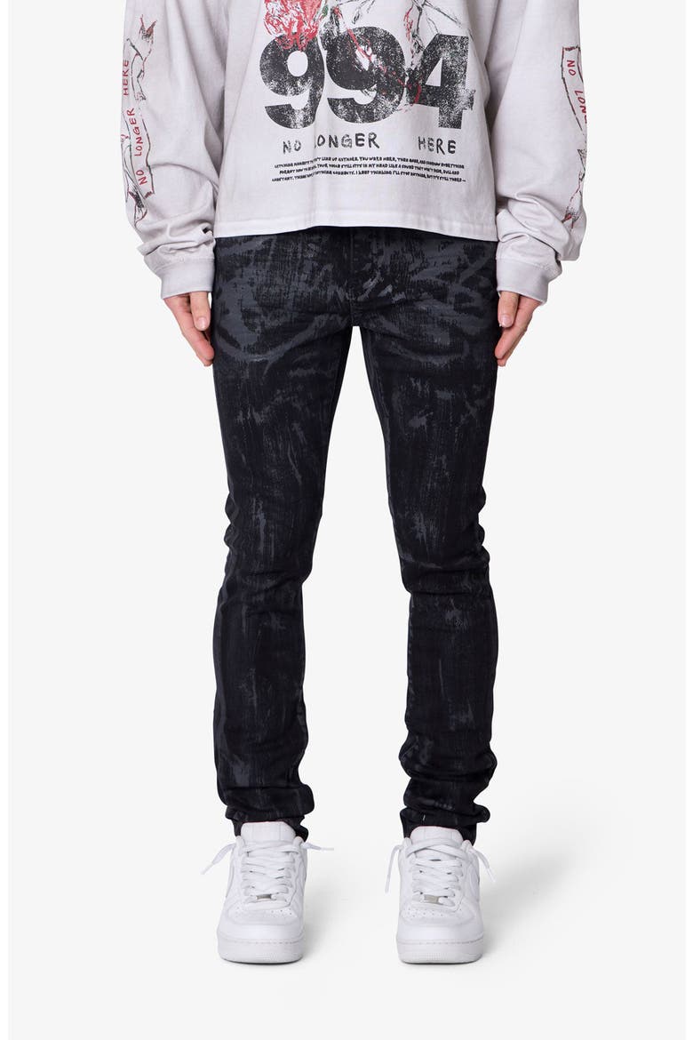 Waxed Skinny Jeans, Alternate, color, BLACK