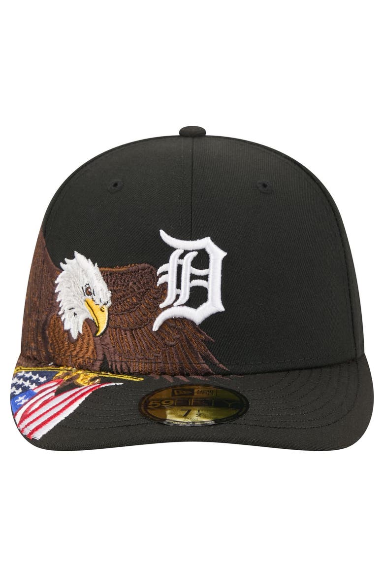 Men's New Era Black Detroit Tigers Americana Bald Eagle Pre-Curved 59FIFTY Fitted Hat, Alternate, color, Black