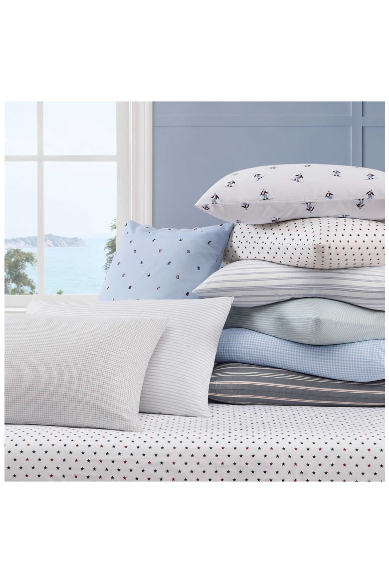 Aspen Ski Slopes 200 Thread Count Cotton Percale Sheet Set, Alternate, color, WHITE/ BLUE