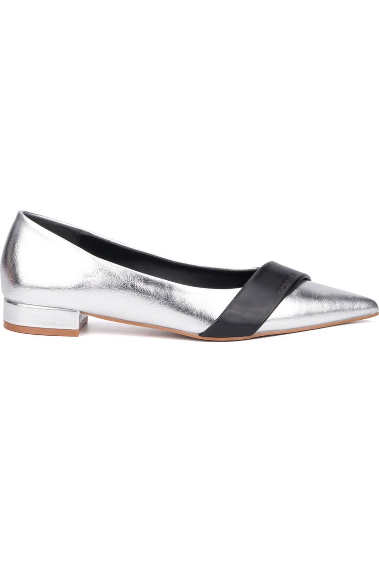TORGEIS Harriet Pointed Toe Flat, Alternate, color, Silver/ Black