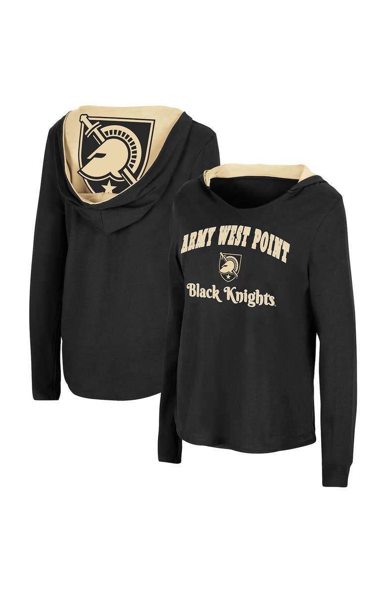 COLOSSEUM Women's Colosseum Black Army Black Knights Catalina Hoodie Long Sleeve T-Shirt, Main, color, Black
