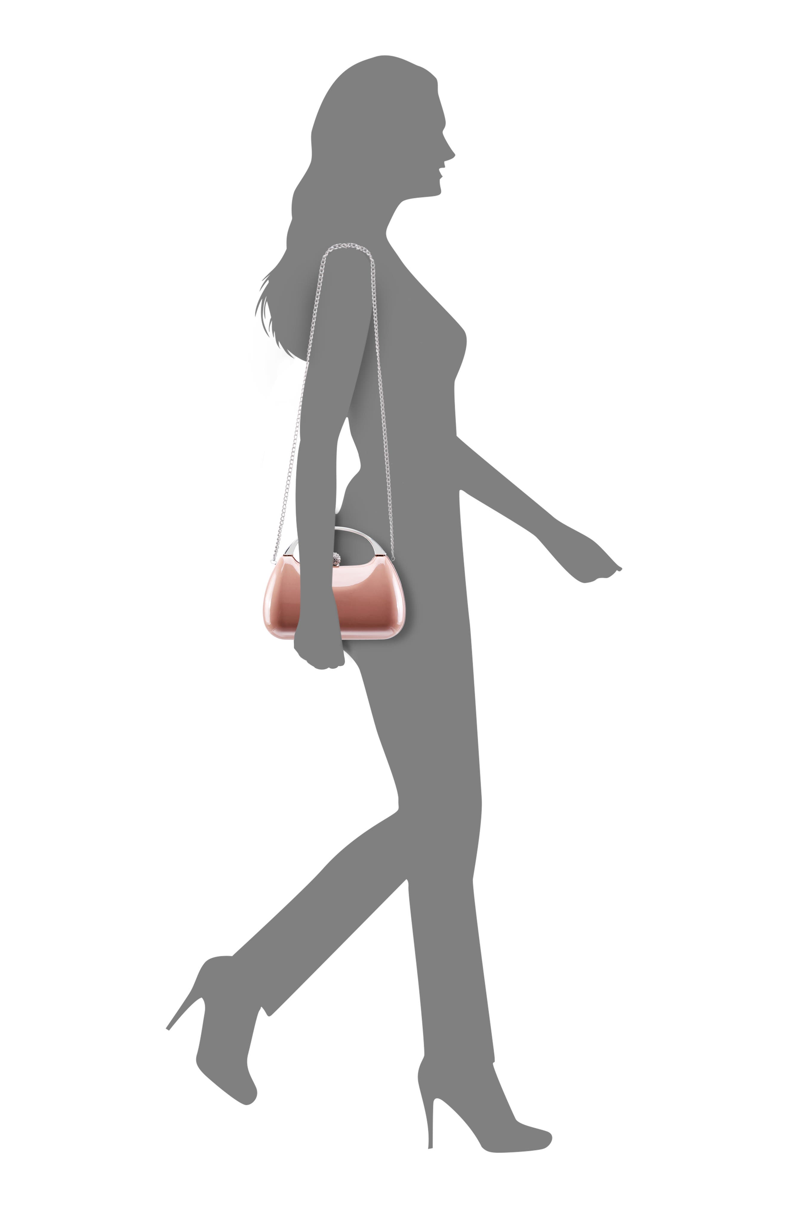 Minaudière Top Handle Bag, Alternate, color, ROSE NUDE