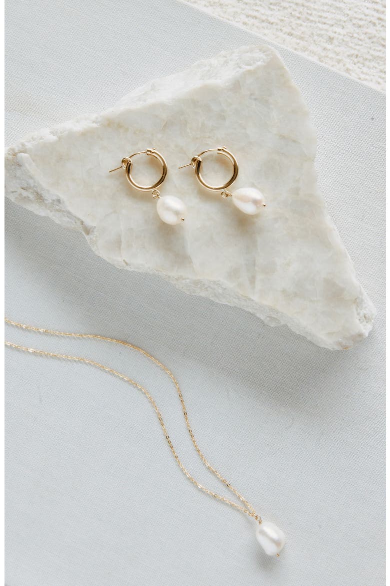 Adelle Keshi Pearl Hoop Earrings, Alternate, color, GOLD