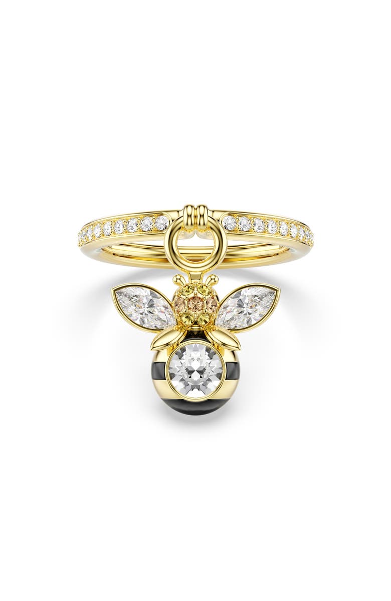 Swarovski Idyllia Crystal Bee Charm Ring, Main, color, Gold/ Multi