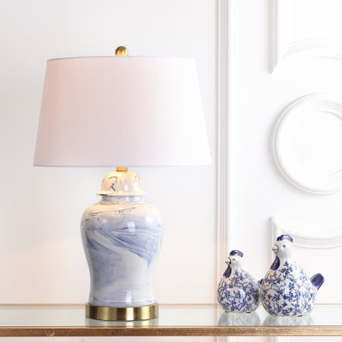 Shop Jonathan Y Wallace 26" Ceramic Led Table Lamp, Blue/white