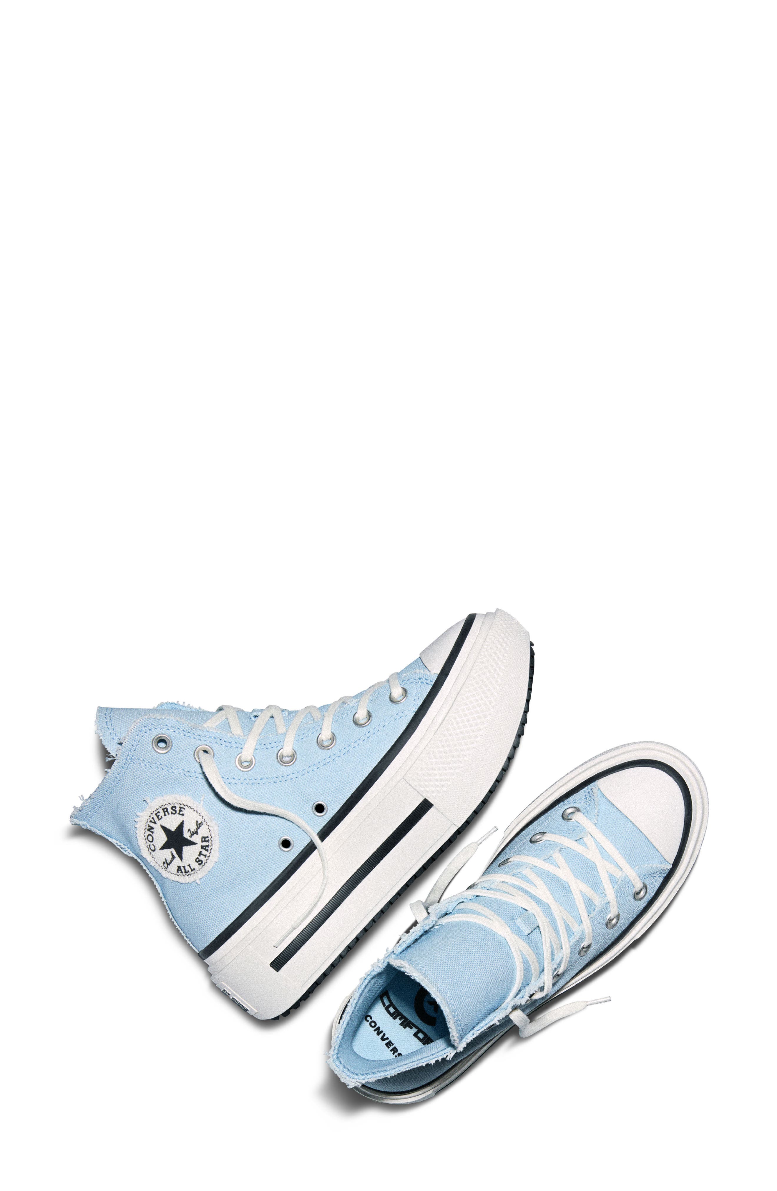 Chuck Taylor All Star Lift Double Stack Platform Distressed High-Top Sneaker, Alternate, color, CLEAR SKIES