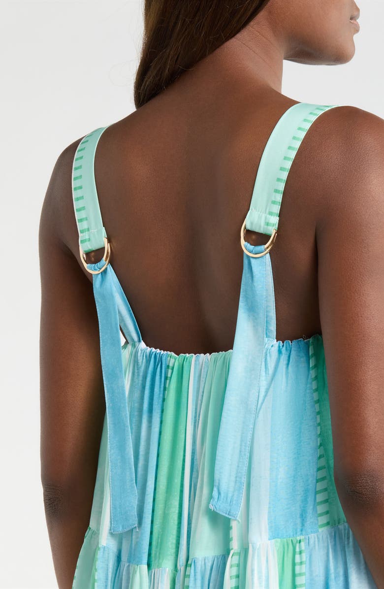 Elan Tiered Trapeze Cover-Up Dress, Alternate, color, Blue Stovia