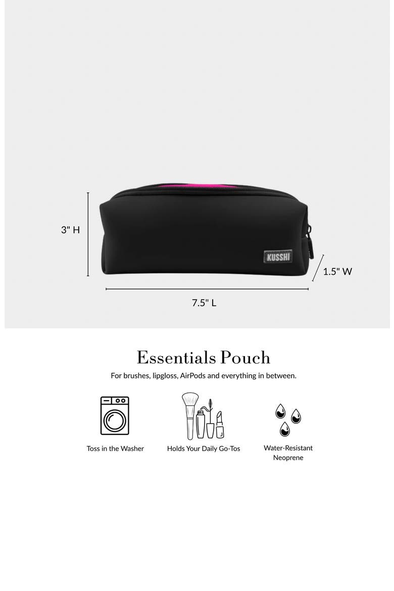 Essentials Cosmetics Pouch, Alternate, color, BLACK/ PINK