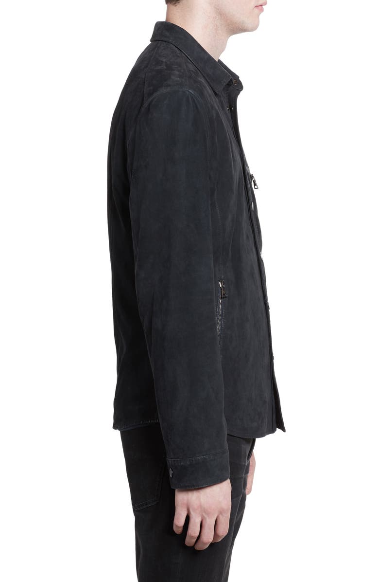 John Varvatos Suede Shirt Jacket, Alternate, color, Midnight