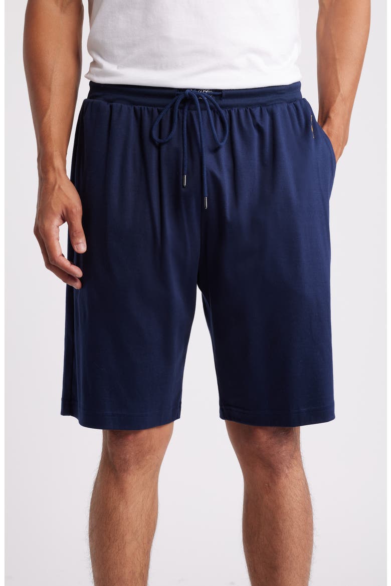 Mercerized Cotton Pajama Shorts, Main, color, CLASSIC NAVY/GOLD