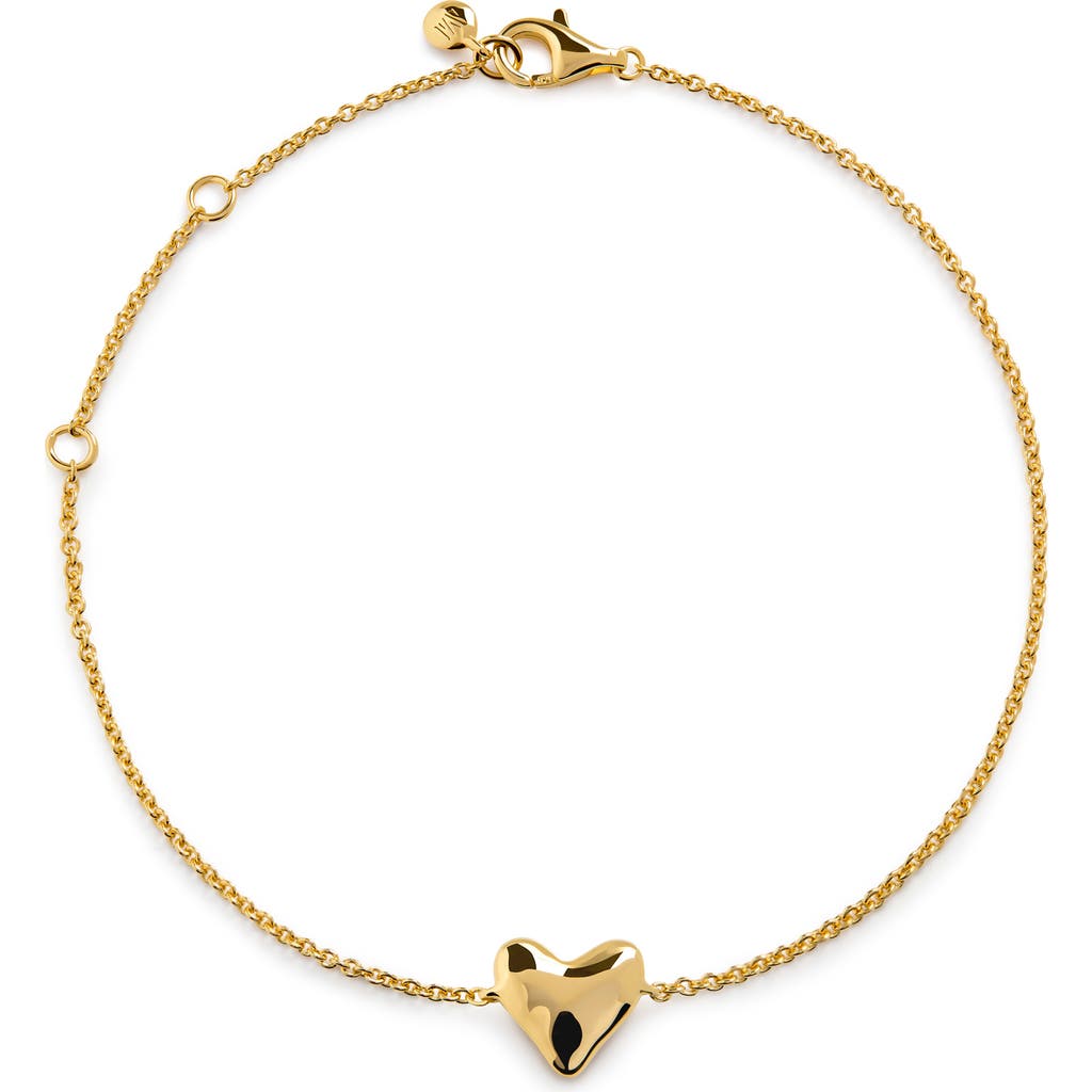 Monica Vinader Gold Heart Chain Bracelet In 18ct Gold Vermeil