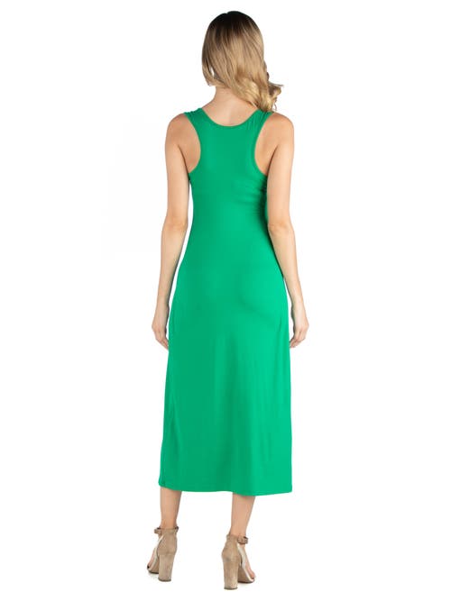 24seven Comfort Apparel Scoop Neck Maternity Maxi Dress With Racerback Detail In Green