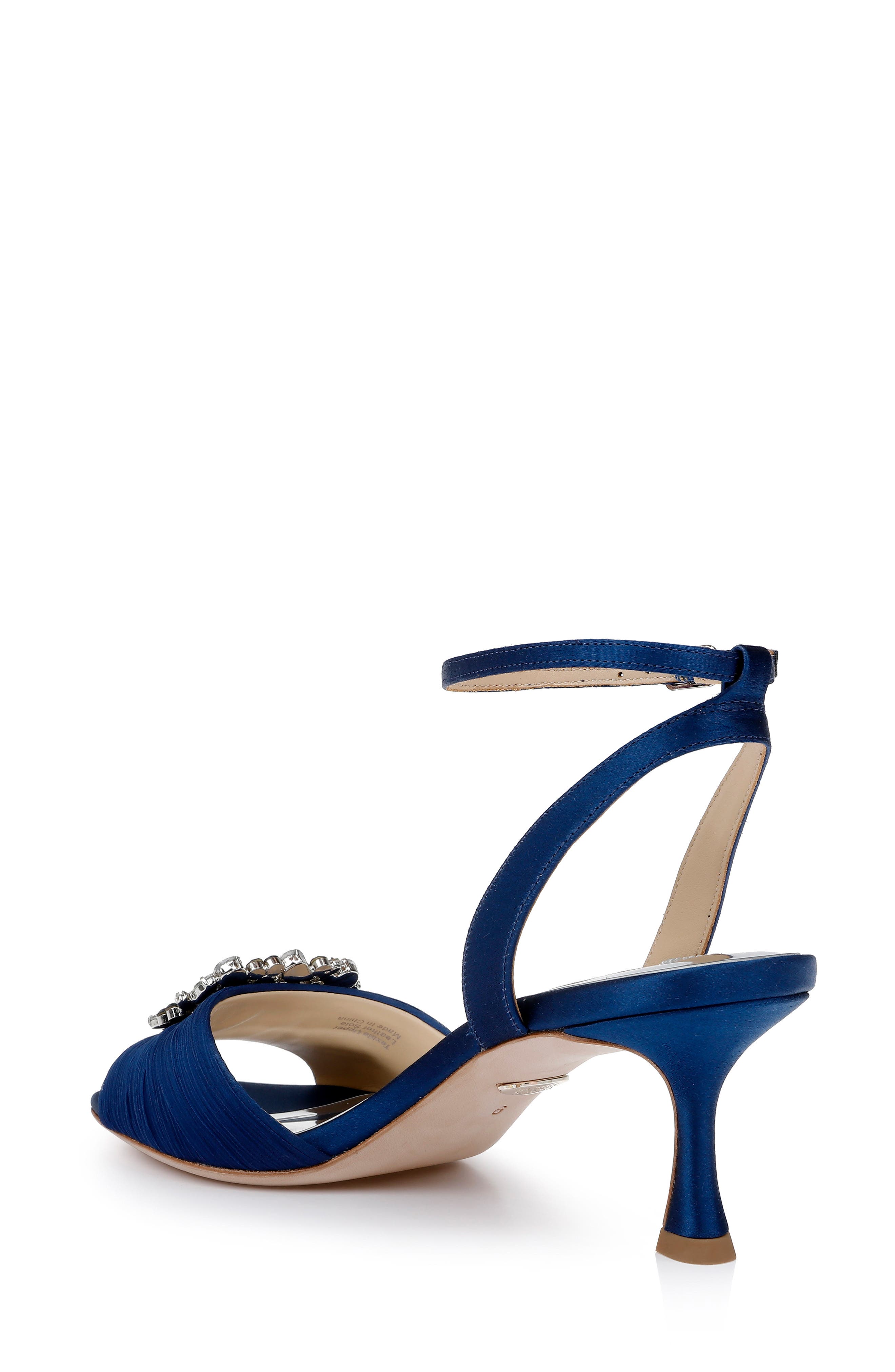 Nimah Ankle Strap Sandal, Alternate, color, NAVY SATIN