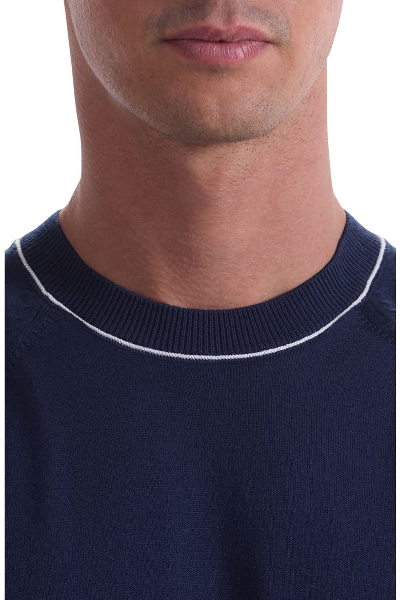 Tipped Cotton Blend Crewneck Sweater, Alternate, color, NAVY