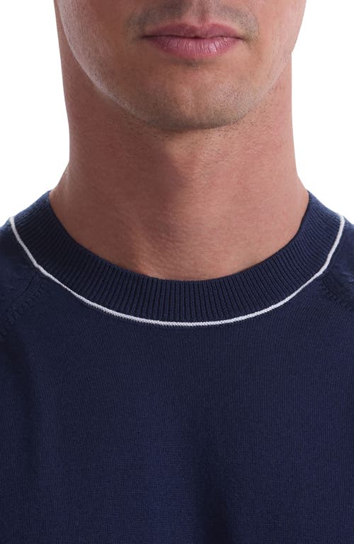 Bugatchi Tipped Cotton Blend Crewneck Sweater In Blue