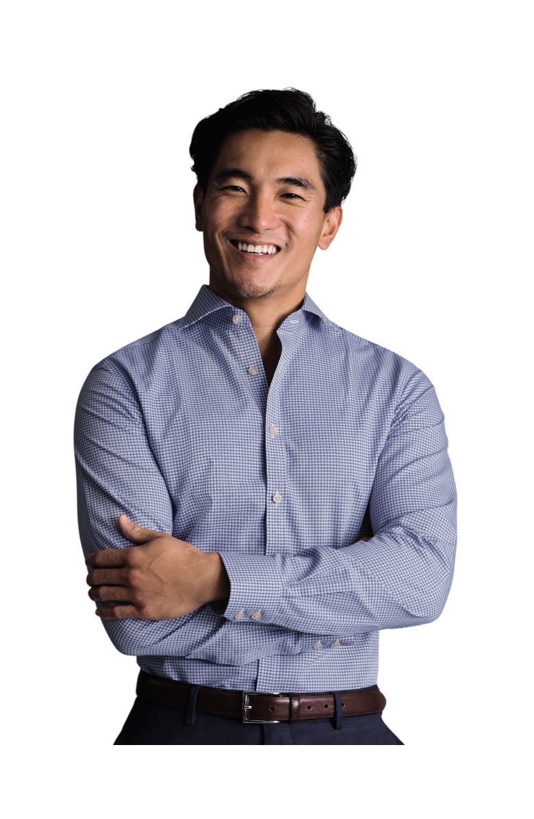 Charles Tyrwhitt Non-Iron Poplin Gingham Shirt, Main, color, Royal Blue