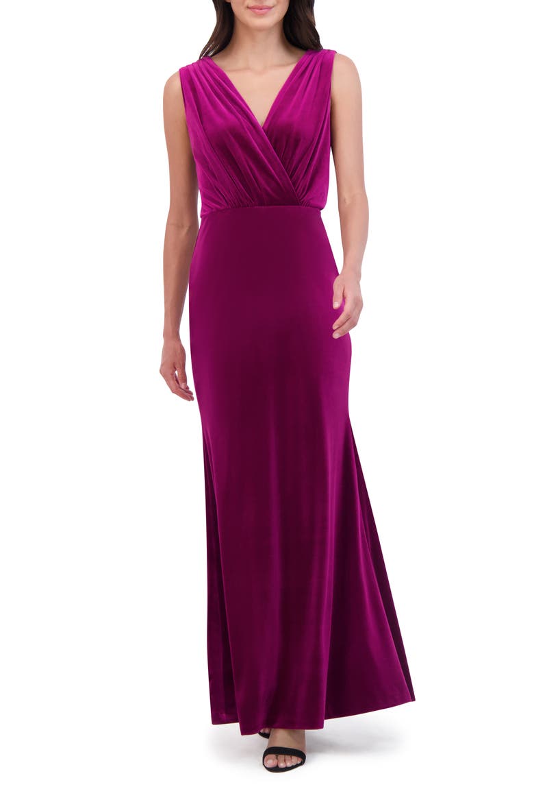 Sleevless Velvet Trumpet Gown, Main, color, FUCHSIA