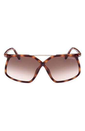 Tom Ford Meryl 64mm Gradient Polarized Oversize Square Sunglasses In Brown
