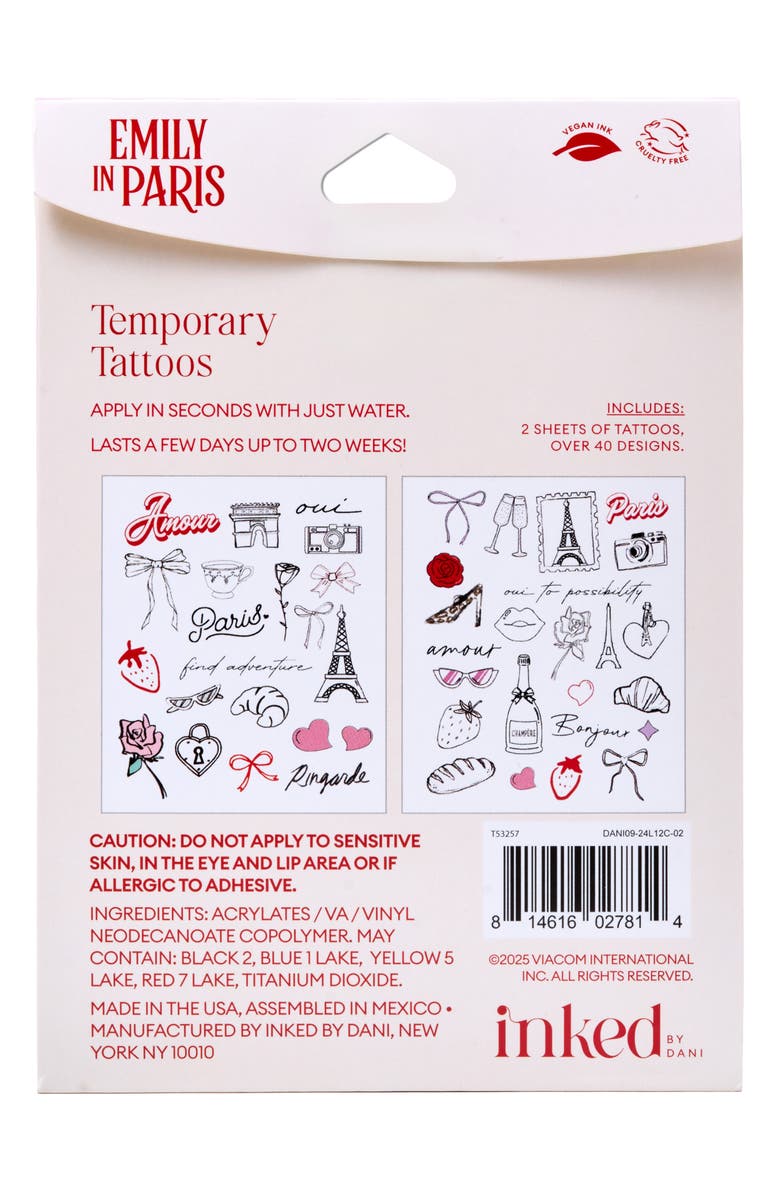 INKED by Dani Emily in Paris Temporary Tattoos, Alternate, color, Multi