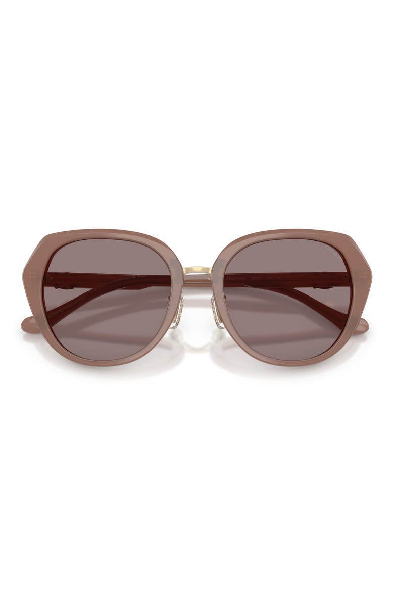 55mm Irregular Round Sunglasses, Alternate, color, MILKY PUTTY / PURPLE SOLID