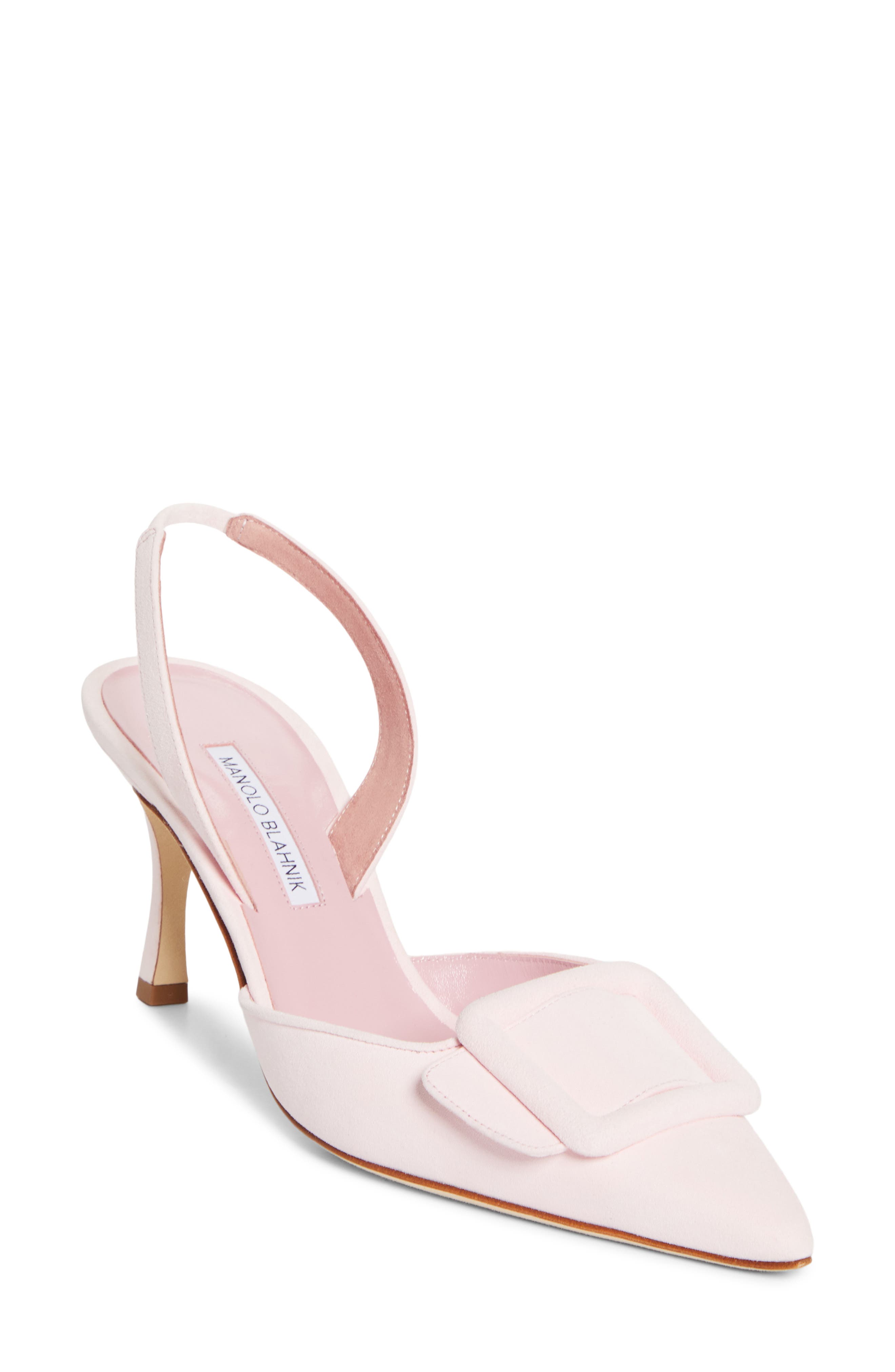 Manolo Blahnik Maysli Buckle Slingback Pump, Main, color, Light Pink