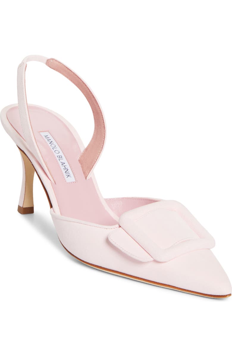 Manolo Blahnik Maysli Buckle Slingback Pump, Main, color, Light Pink