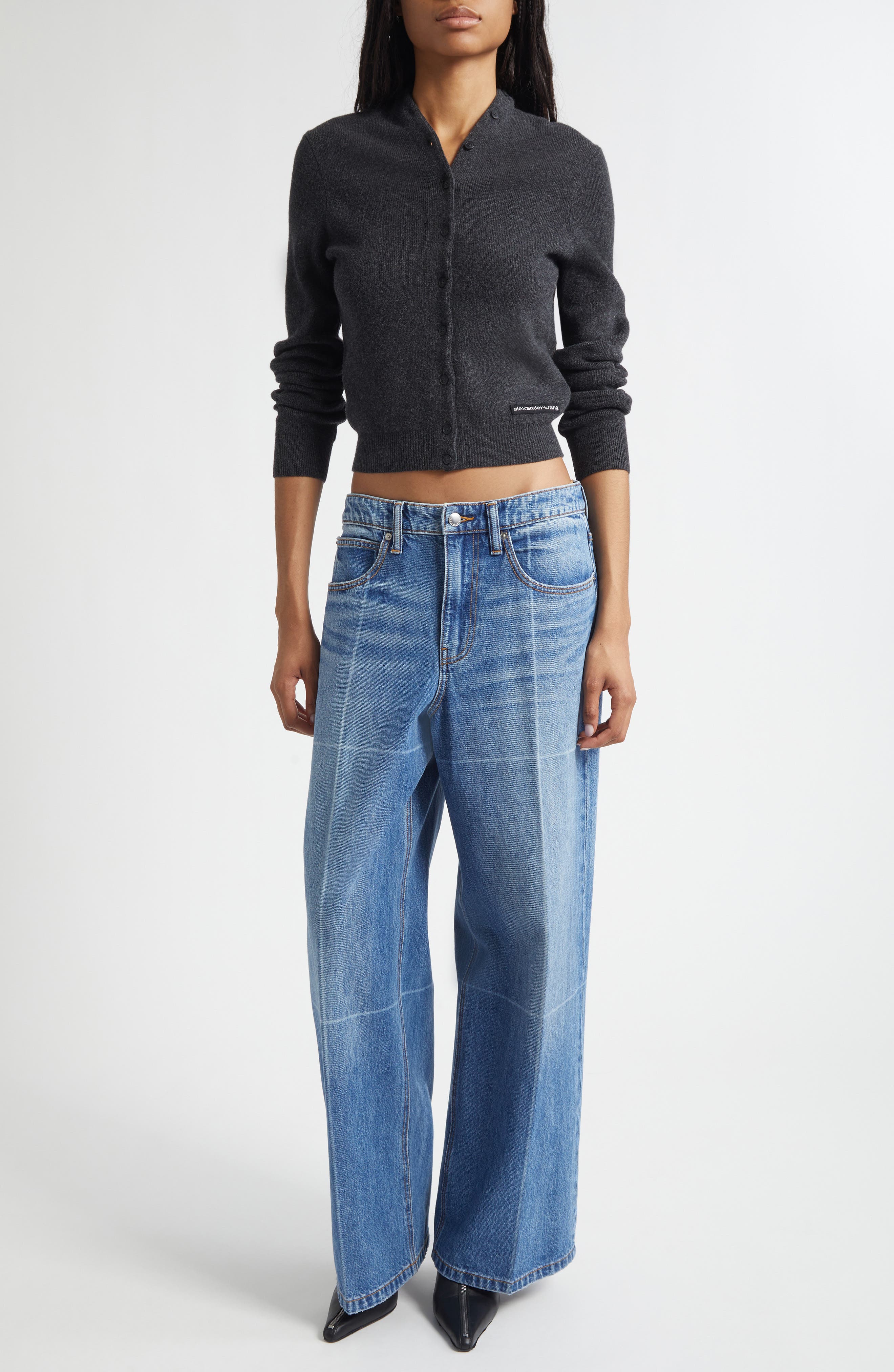 Continuous Placket Crop Wool Blend Cardigan - image 4